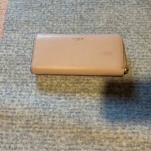 Coach Light Pink Full Zip Leather Women's Wallet